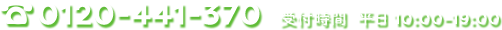 0120-441-370 受付時間　平日 10:00-19:00