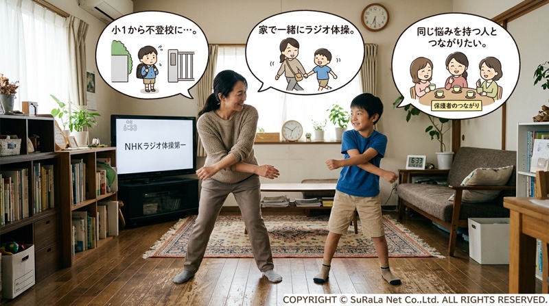 不登校のわが子と始めた、自宅でのラジオ体操が活動の原点