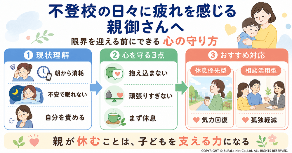 不登校の日々に疲れを感じる親御さんへ｜限界を迎える前にできる心の守り方