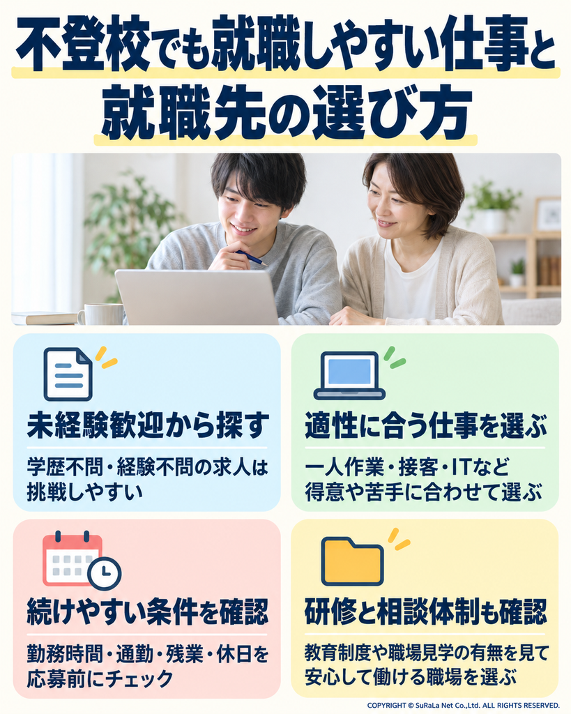 未経験歓迎の求人や適性、勤務条件、研修・相談体制から自分に合う就職先を選ぶポイント