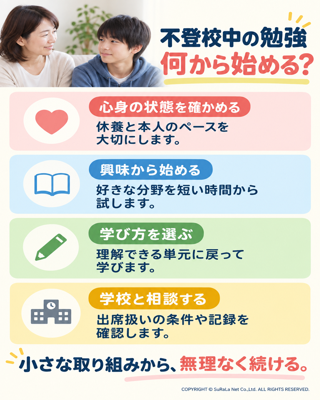 不登校中の勉強は何から始める？学習の再開方法と続け方