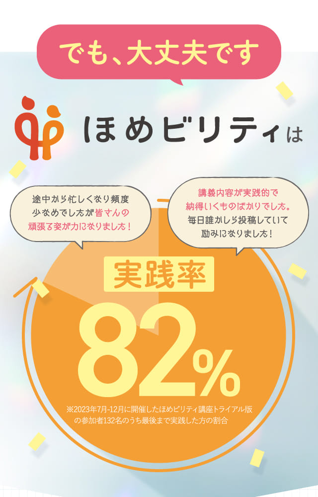 ほめビリティは実践率82%