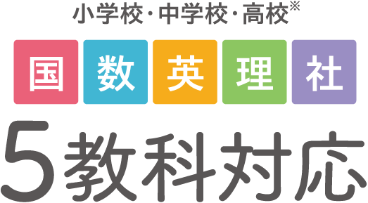 小学校・中学校・高校　国数英理社　5教科対応
