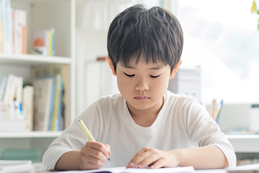 小学生の自宅学習風景