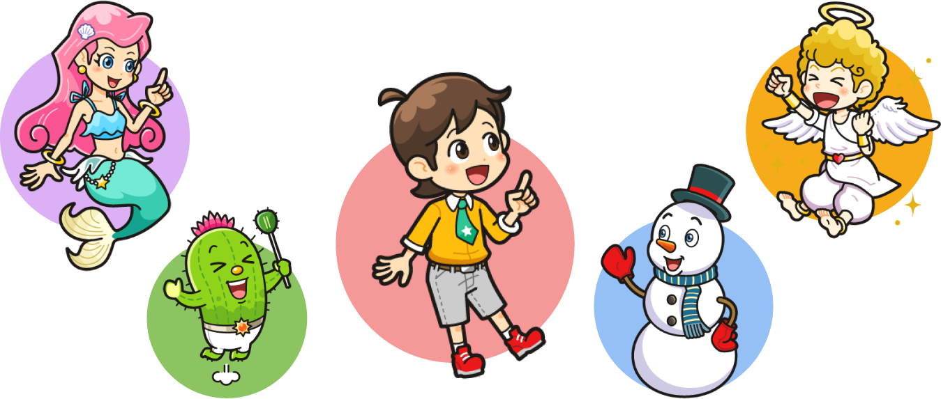 個性豊かなキャラクターたちがお子さまと一緒に漢字の冒険に旅立ちます