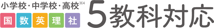 小学校・中学校・高校　国数英理社　5教科対応