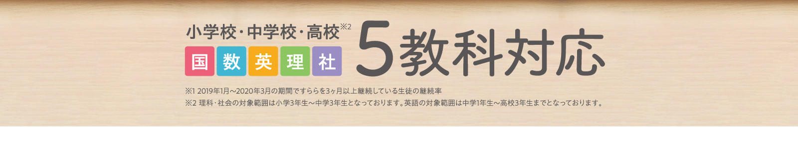 小学校・中学校・高校 国数英理社5教科対応