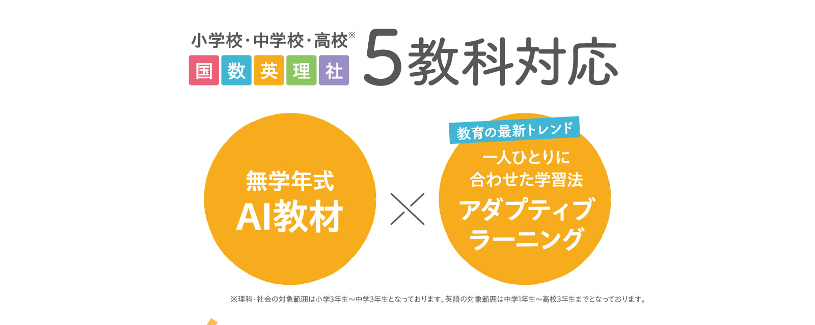 小学校・中学校・高校 国数英理社5教科対応