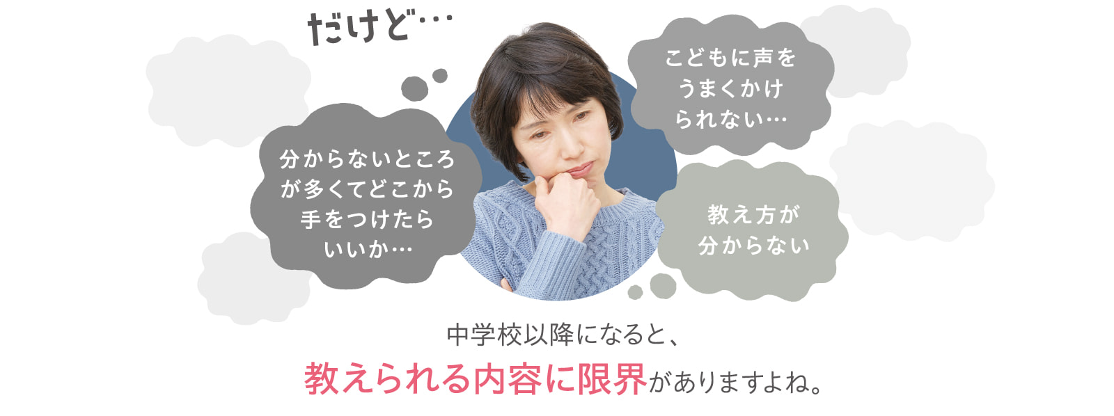 だけど…こどもに声をうまくかけられない…分からないところが多くてどこから手をつけたらいいか…教え方が分からない