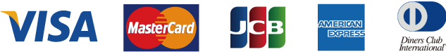 VIS,  mastercard, JCB, AMERICAN EXPRESS, Diners Club International