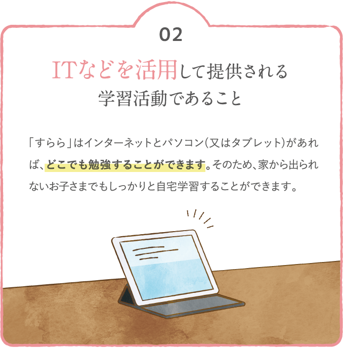 ITなどを活用して提供される学習活動であること